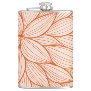 Orange Floral Design Hip Flask