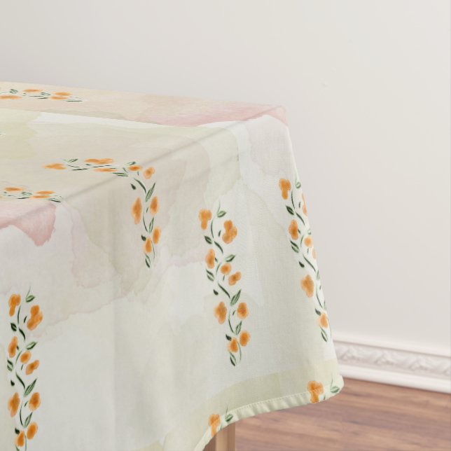 Orange floral design tablecloth  (In Situ)