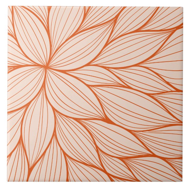Orange Floral Design Tile (Front)