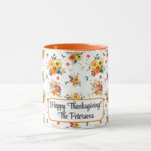 Orange Floral Fall  Mug