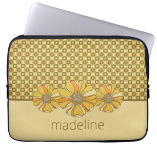 Orange Floral & Geometric Retro  Laptop Sleeve