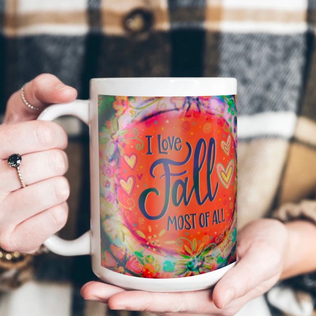 Orange Floral Hearts I Love Fall Inspirivity  Coffee Mug (Creator Uploaded)