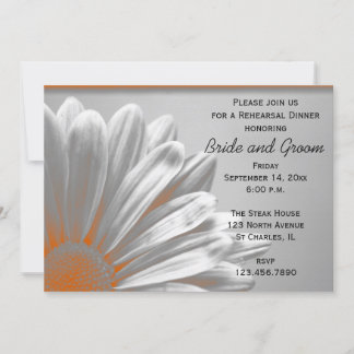 Orange Floral Highlights Wedding Rehearsal Dinner Invitation