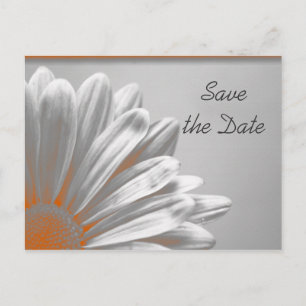 Orange Floral Highlights Wedding Save the Date Announcement Postcard