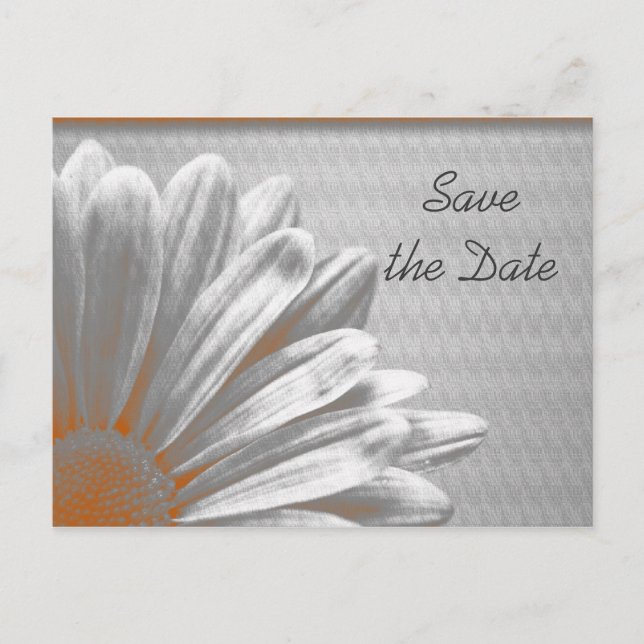Orange Floral Highlights Wedding Save the Date Announcement Postcard (Front)