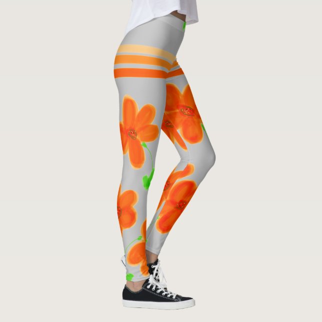 Orange Floral Leggings (Right)