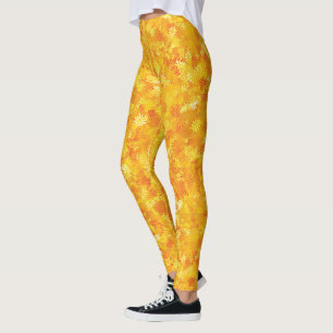Orange floral leggings