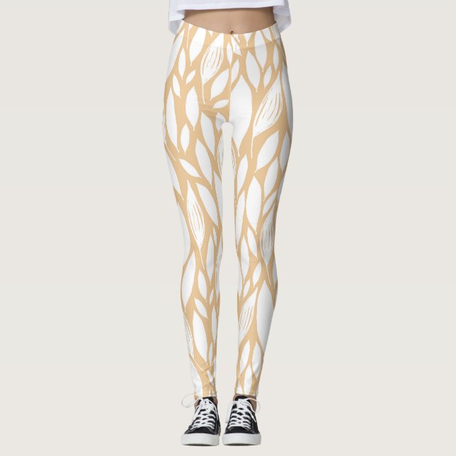 Orange Floral  Leggings (Front)