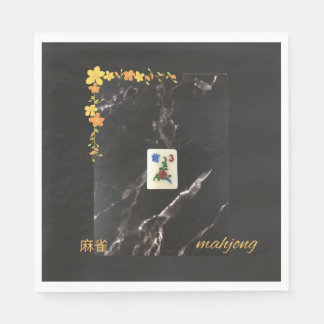 Orange floral mahjong napkin