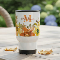 Orange Floral Monogram Name Gift