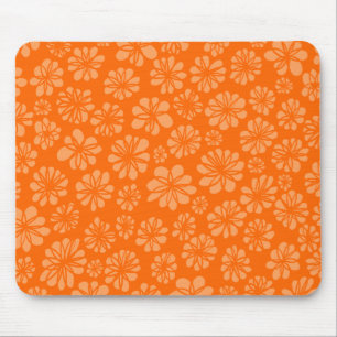 Orange Floral Mouse Pad