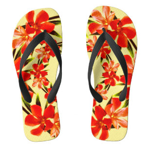Orange Floral   Oleander Flip Flops