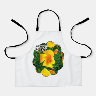 Orange Floral Pattern Apron