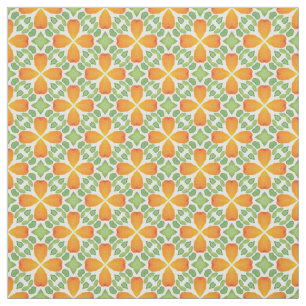 Orange floral pattern flower mosaic retro 60s 70s fabric