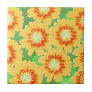 Orange Floral Pattern Tile