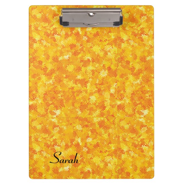 Orange floral personalized clipboard (Front)