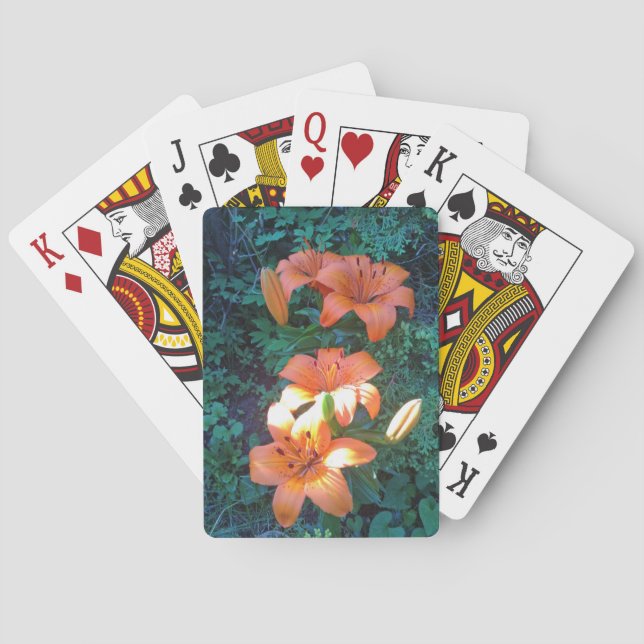 Orange Floral Photography Playing Cards (Back)