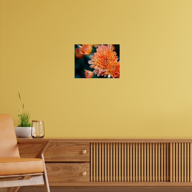 orange floral poster (Living Room 2)
