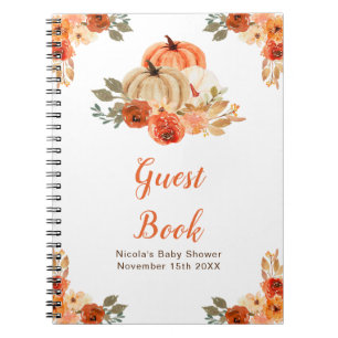 Orange Floral Pumpkin Baby Shower Guest Book