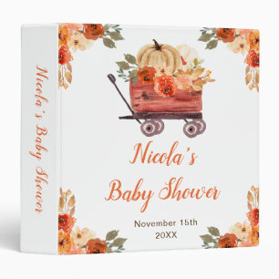 Orange Floral Pumpkin Truck Baby Shower Binder