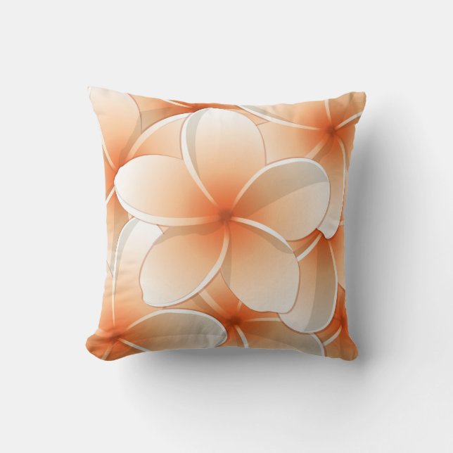Orange Floral Reversible Decorative Pillow (Front)