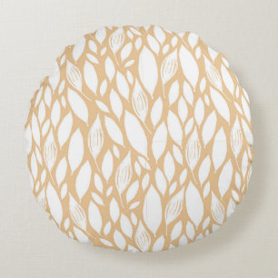 Orange Floral  Round Pillow