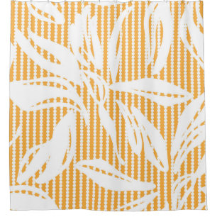 Orange Floral seamless pattern with striped backgr