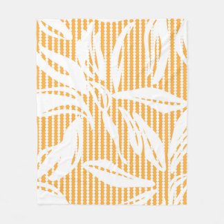 Orange Floral seamless pattern with striped backgr Fleece Blanket