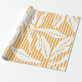 Orange Floral seamless pattern with striped backgr Wrapping Paper