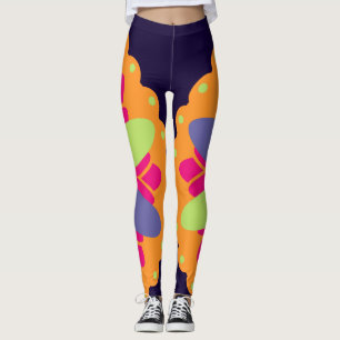 Orange floral shapes illustration leggings