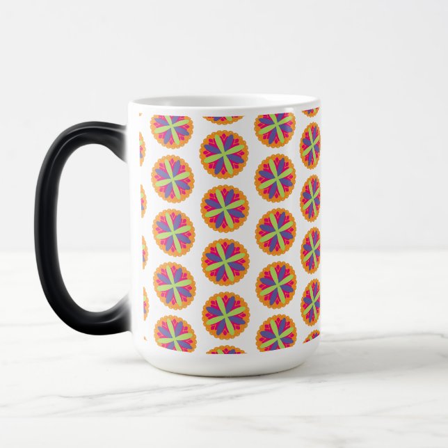 Orange floral shapes illustration magic mug (Left)