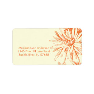 Orange Floral sur crème Étiquettes d'adresse de re