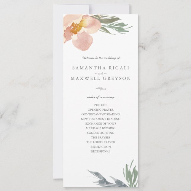 Orange Floral Tea Programme de mariage (Devant)