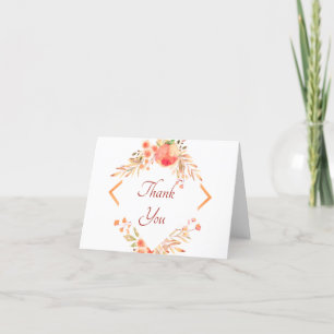 Orange floral   thank you card