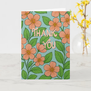 Orange Floral Thank You Card with Hand Lettering  
