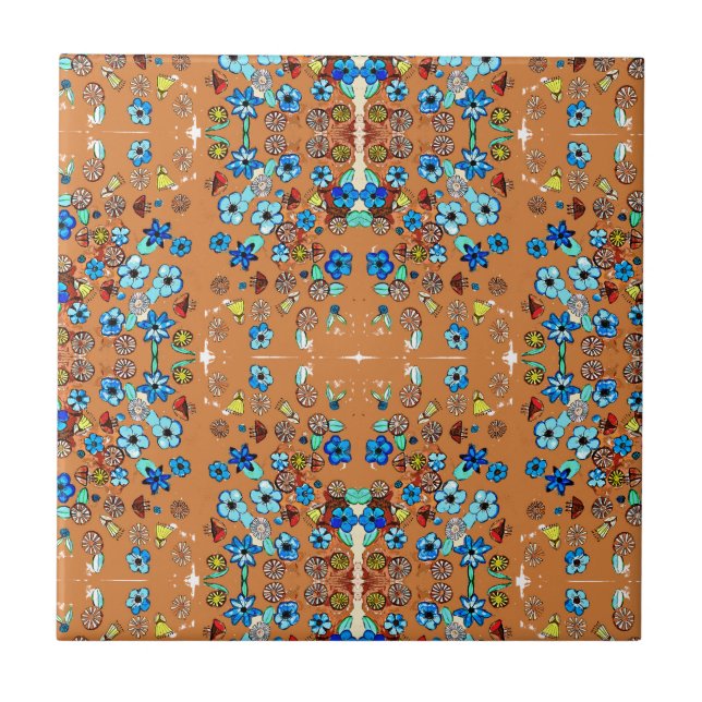 orange floral tile (Front)