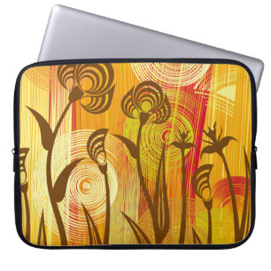 Orange Floral: Vibrant Background Pattern Laptop Sleeve