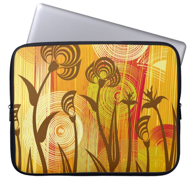 Orange Floral: Vibrant Background Pattern Laptop Sleeve (Front)