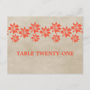 Orange Floral Vintage Table Number Postcard