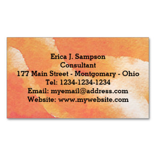 Orange Floral Watercolor Magnetic Business Card