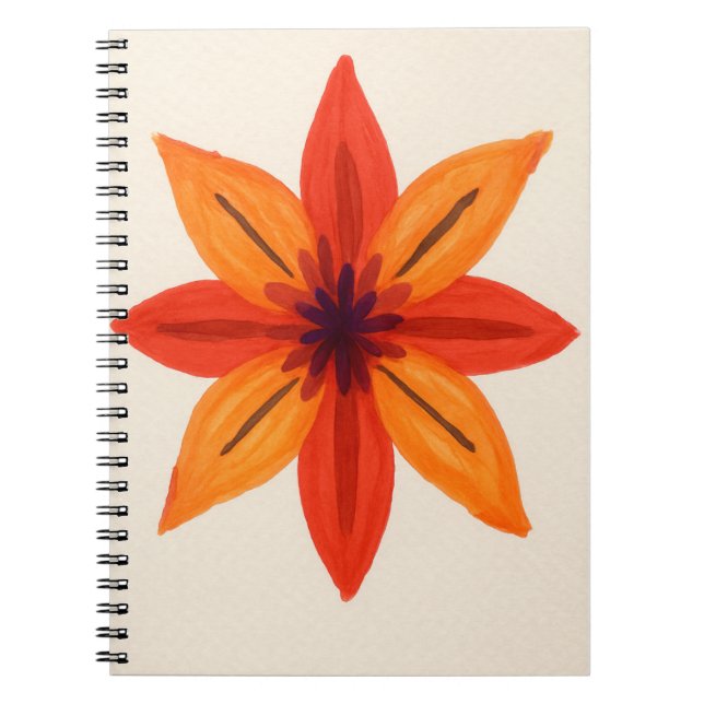 Orange Floral Watercolor  Notebook (Front)