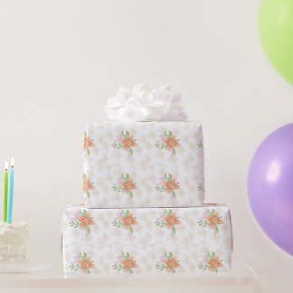Orange Floral Watercolor Wrapping Paper – Elegant 