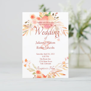 Orange floral wedding invitation