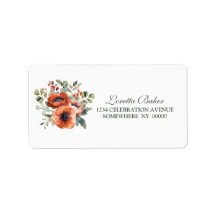 Orange Floral Wedding Label