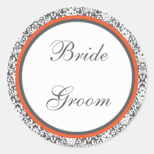 Orange floral Wedding Sticker