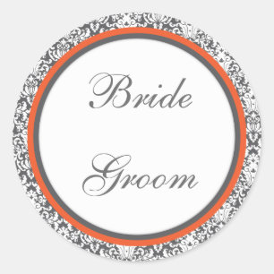 Orange floral  Wedding Sticker