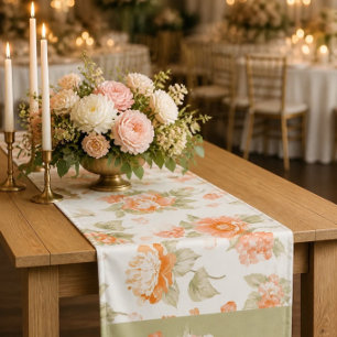 Orange Floral Wedding Table Runner