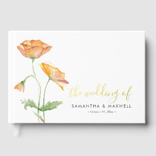 Orange Floral Wedding Theme Guest Book