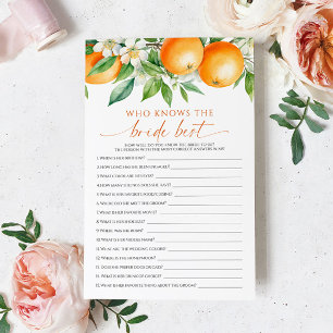 Orange Floral Who Knows The Bride Best Game