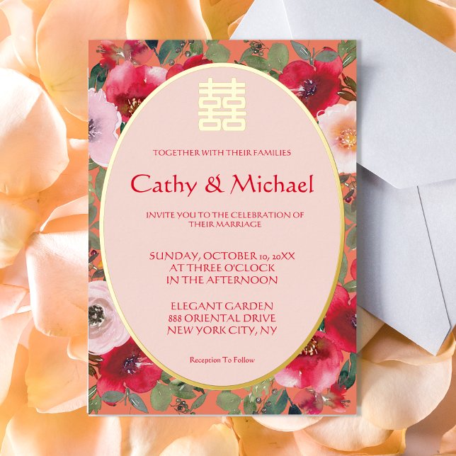 Orange floral wreath red flower Chinese wedding  (Creator Uploaded)
